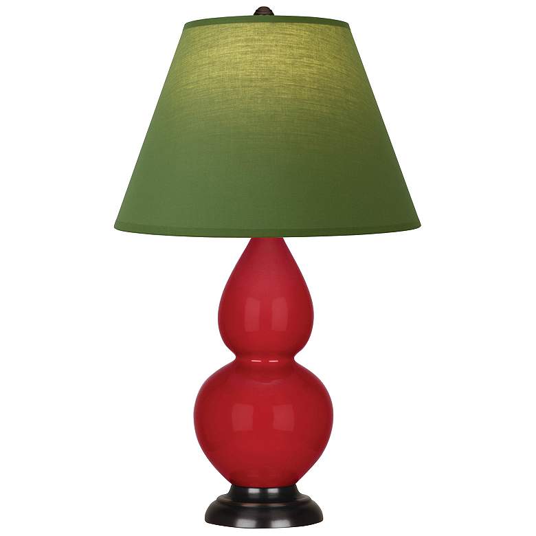 Image 1 Double Gourd 22.75"H Ruby Red And Bronze Lamp w/ Tea And Taupe Shade