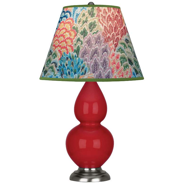 Image 1 Double Gourd 22.75"H Ruby Red And Silver Accent Lamp w/ Spring Shade