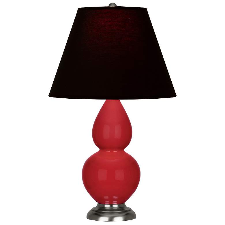 Image 1 Double Gourd 22.75"H Ruby Red And Silver Lamp w/ Ink And Rose Shade
