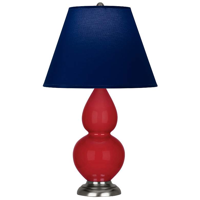 Image 1 Double Gourd 22.75"H Ruby Red And Silver Lamp w/ Navy And Gray Shade