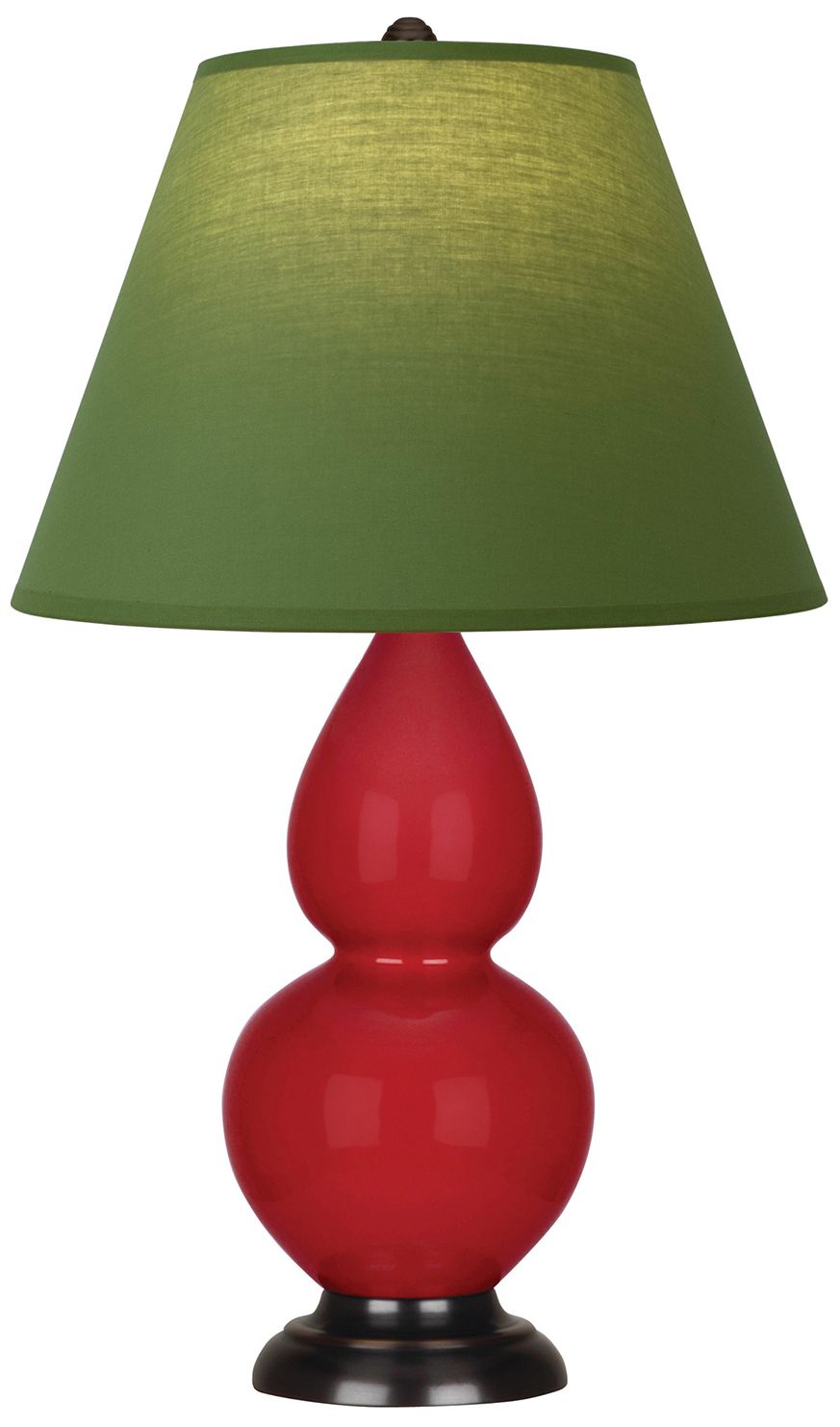 Double Gourd 22.75"H Ruby Red & Bronze Lamp w/ Tea & Taupe Made to Order