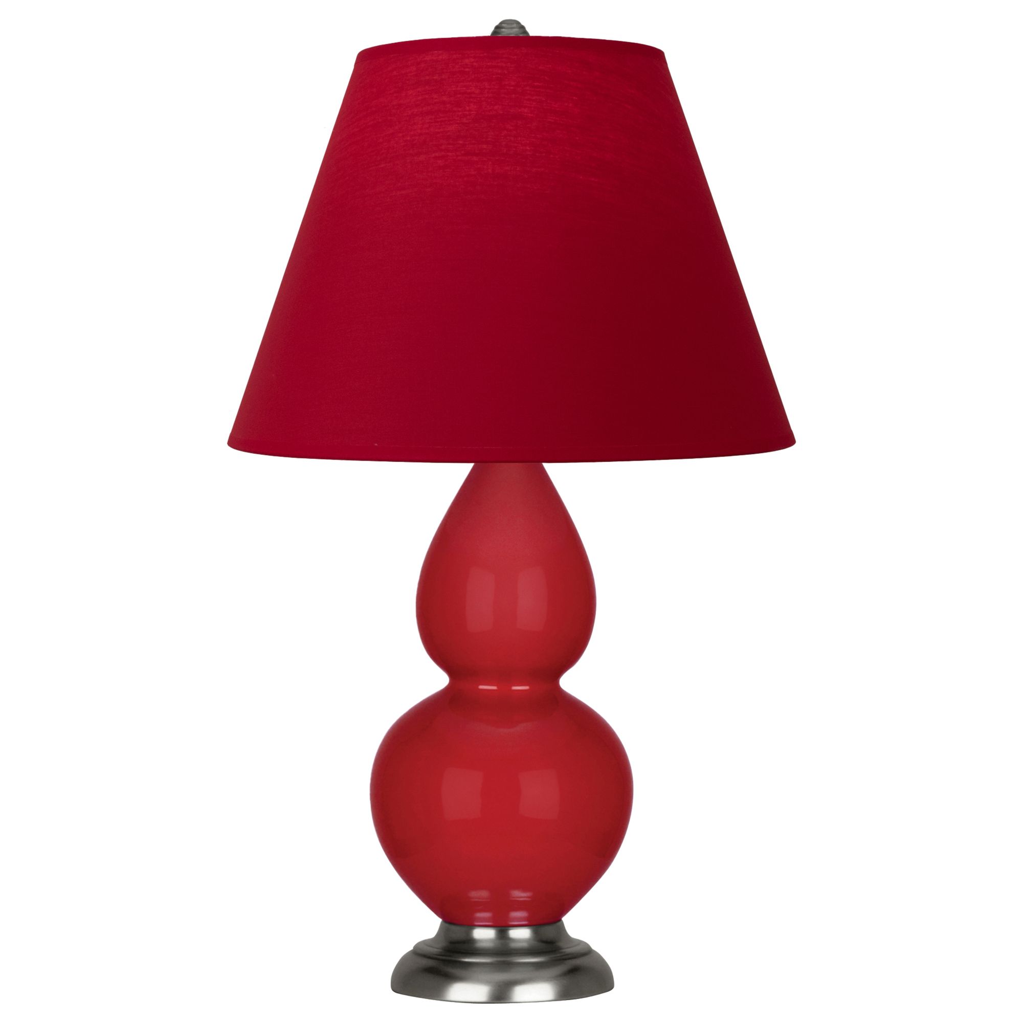 Image 2 Double Gourd 22.75"H Ruby Red & Silver Lamp w/ Rose & Ink Made to Order more views