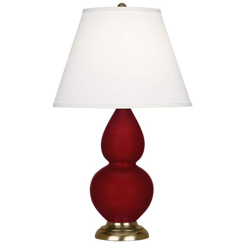 Image 1 Double Gourd 22.75"H Sangria And Brass Accent Lamp w/ Pearl Shade