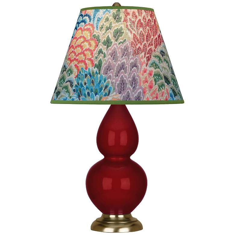 Image 1 Double Gourd 22.75"H Sangria And Brass Accent Lamp w/ Spring Shade