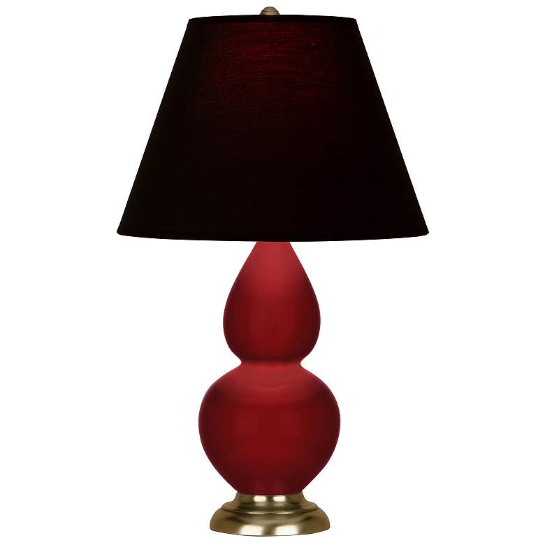 Image 1 Double Gourd 22.75"H Sangria And Brass Lamp w/ Ink And Rose Shade