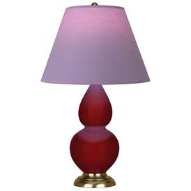 Image1 of Double Gourd 22.75"H Sangria And Brass Lamp w/ Lavender And Plum Shade