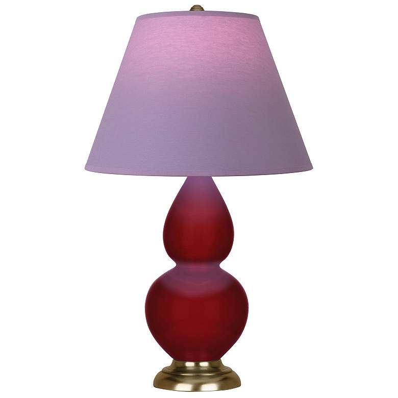 Image 1 Double Gourd 22.75"H Sangria And Brass Lamp w/ Lavender And Plum Shade