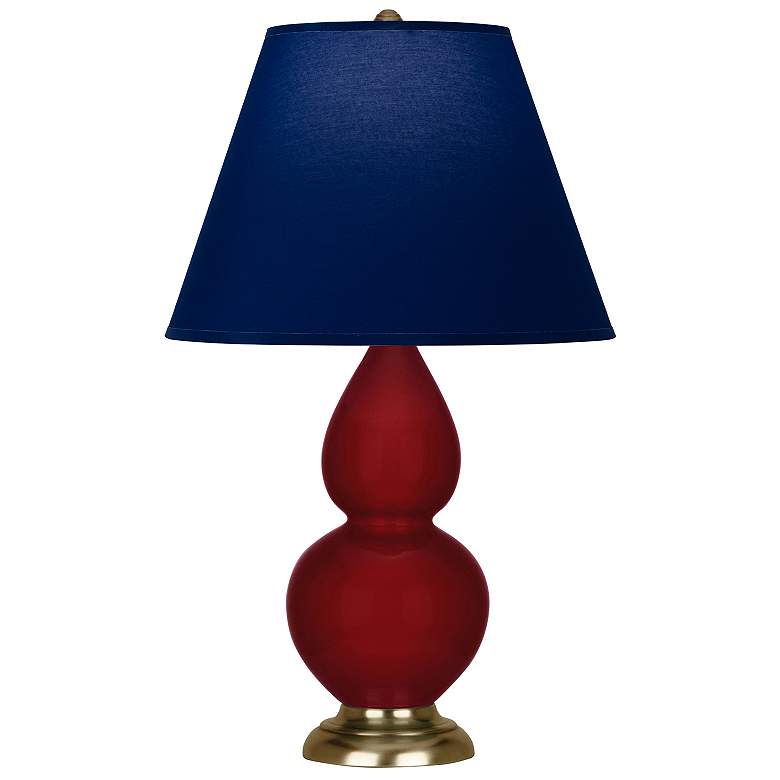 Image 1 Double Gourd 22.75"H Sangria And Brass Lamp w/ Navy And Gray Shade