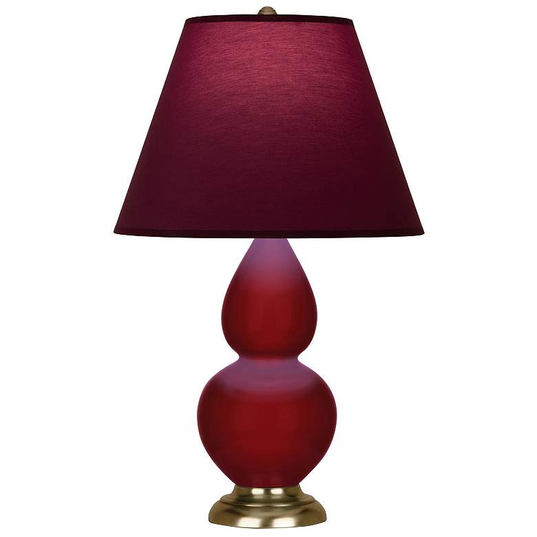 Image 1 Double Gourd 22.75"H Sangria And Brass Lamp w/ Plum And Lavender Shade