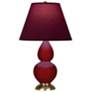Double Gourd 22.75"H Sangria And Brass Lamp w/ Plum And Lavender Shade