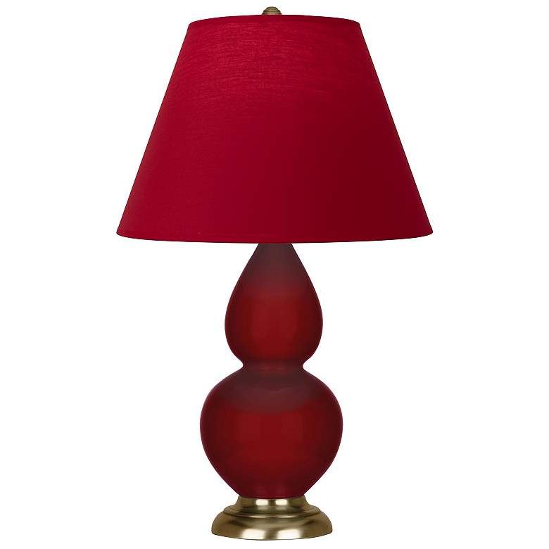 Image 1 Double Gourd 22.75"H Sangria And Brass Lamp w/ Rose And Ink Shade