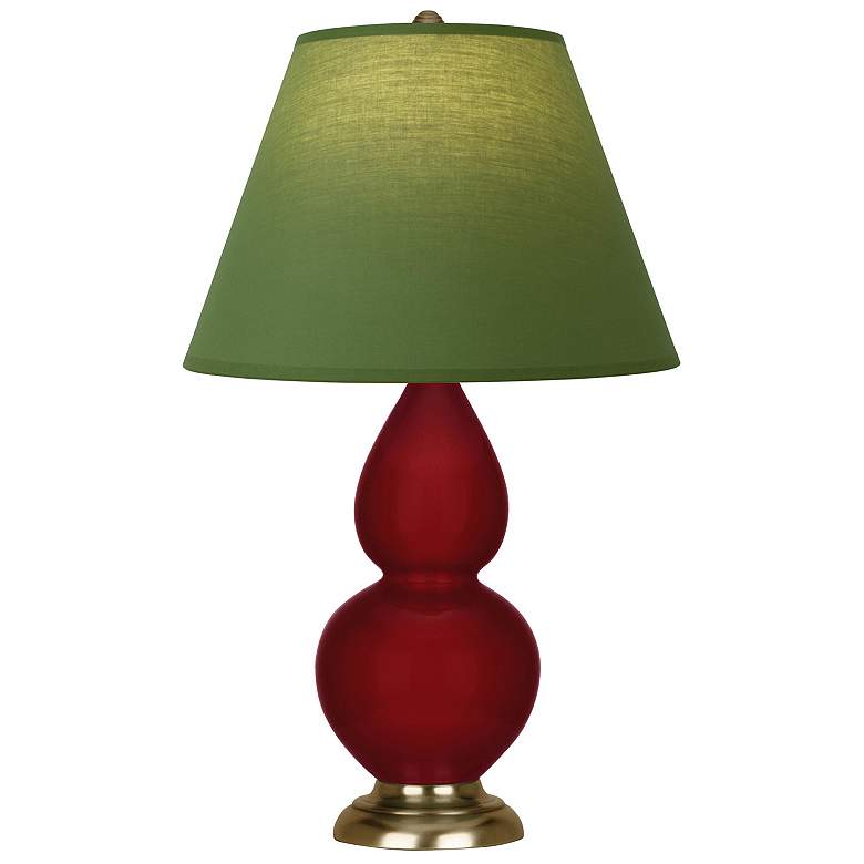 Image 1 Double Gourd 22.75"H Sangria And Brass Lamp w/ Tea And Taupe Shade