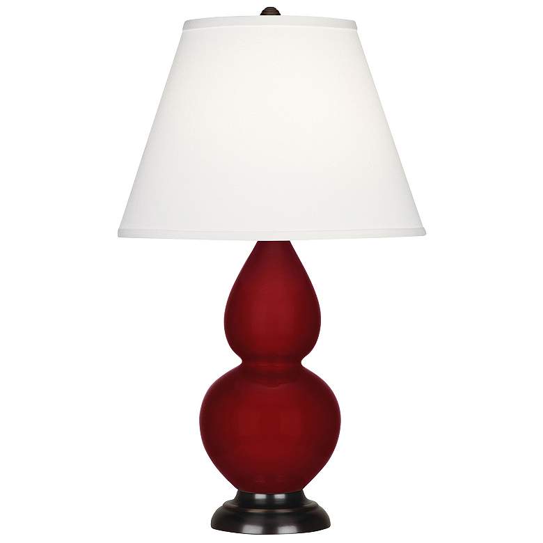 Image 1 Double Gourd 22.75"H Sangria And Bronze Accent Lamp w/ Pearl Shade
