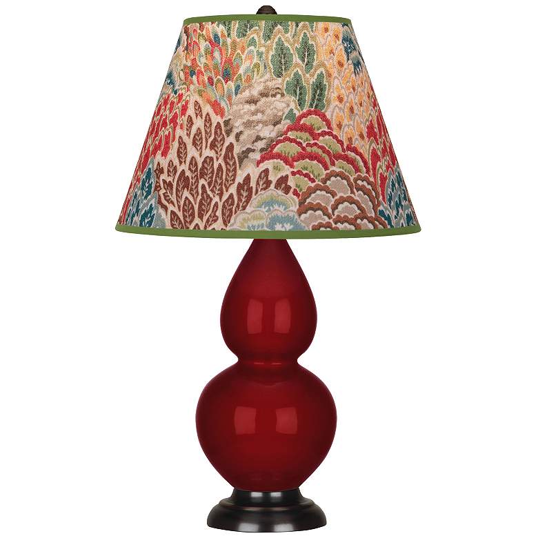 Image 1 Double Gourd 22.75"H Sangria And Bronze Lamp w/ Fall Floral Shade