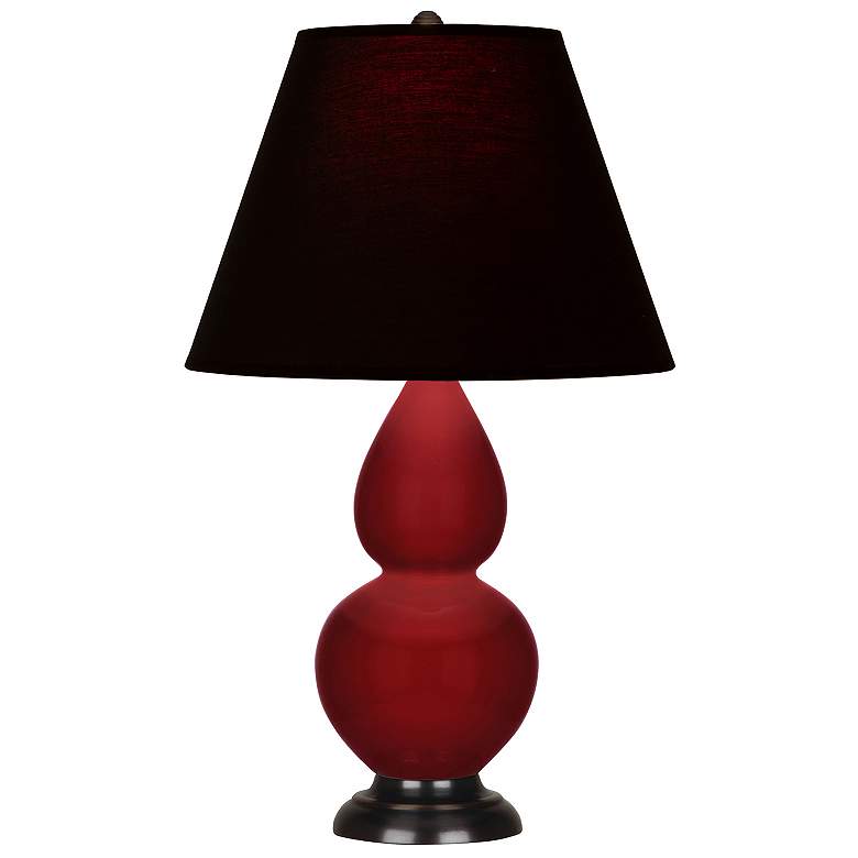 Image 1 Double Gourd 22.75"H Sangria And Bronze Lamp w/ Ink And Rose Shade