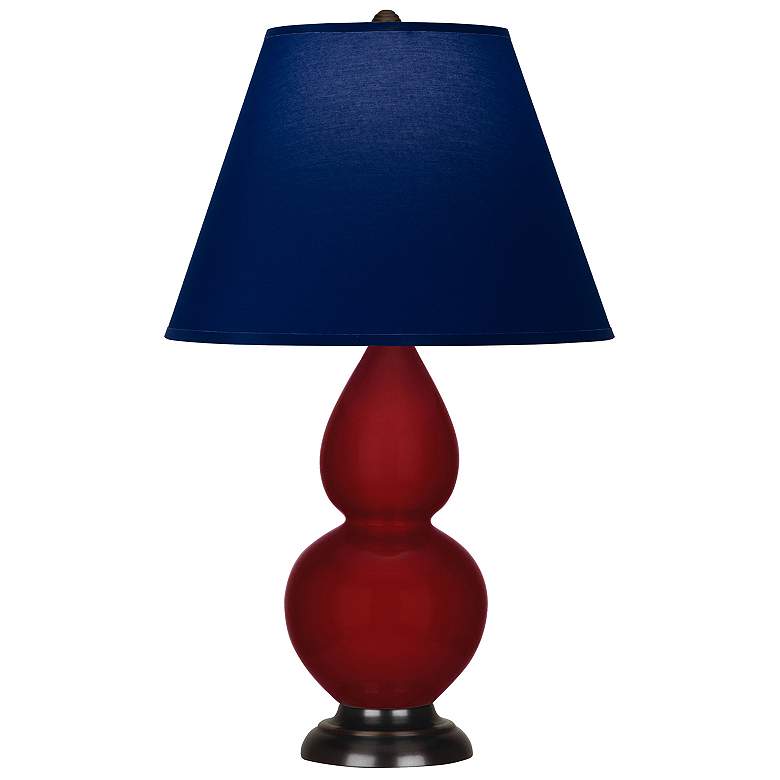 Image 1 Double Gourd 22.75"H Sangria And Bronze Lamp w/ Navy And Gray Shade