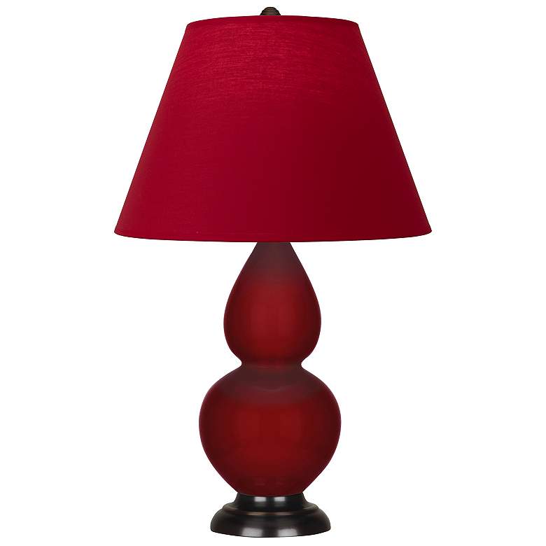 Image 1 Double Gourd 22.75"H Sangria And Bronze Lamp w/ Rose And Ink Shade