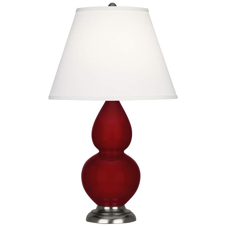 Image 1 Double Gourd 22.75"H Sangria And Silver Accent Lamp w/ Pearl Shade