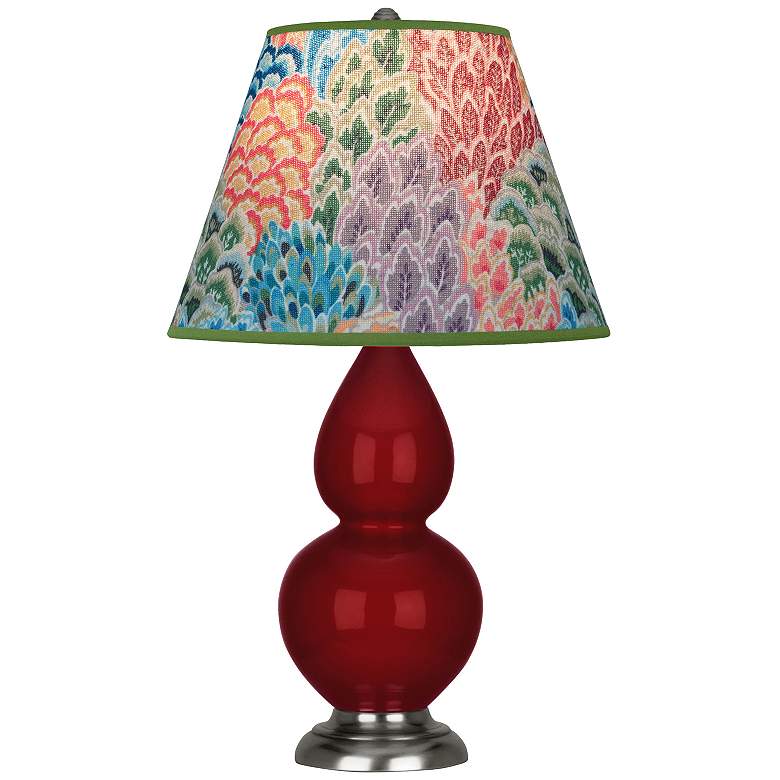 Image 1 Double Gourd 22.75"H Sangria And Silver Accent Lamp w/ Spring Shade