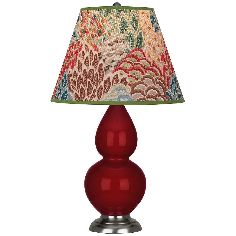 Image 1 Double Gourd 22.75"H Sangria And Silver Lamp w/ Fall Floral Shade