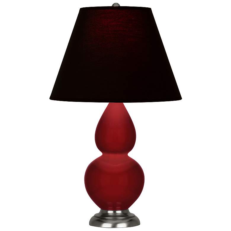 Image 1 Double Gourd 22.75"H Sangria And Silver Lamp w/ Ink And Rose Shade