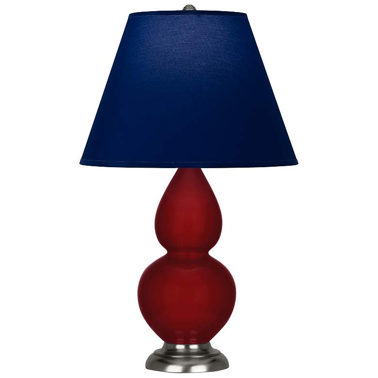 Image 1 Double Gourd 22.75"H Sangria And Silver Lamp w/ Navy And Gray Shade