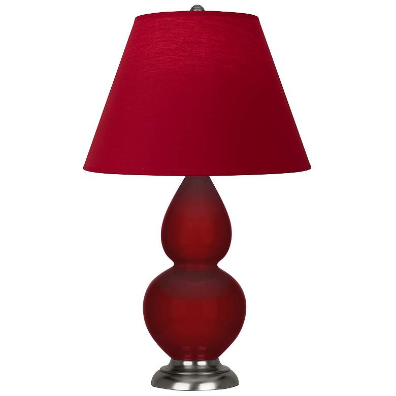 Image 1 Double Gourd 22.75"H Sangria And Silver Lamp w/ Rose And Ink Shade