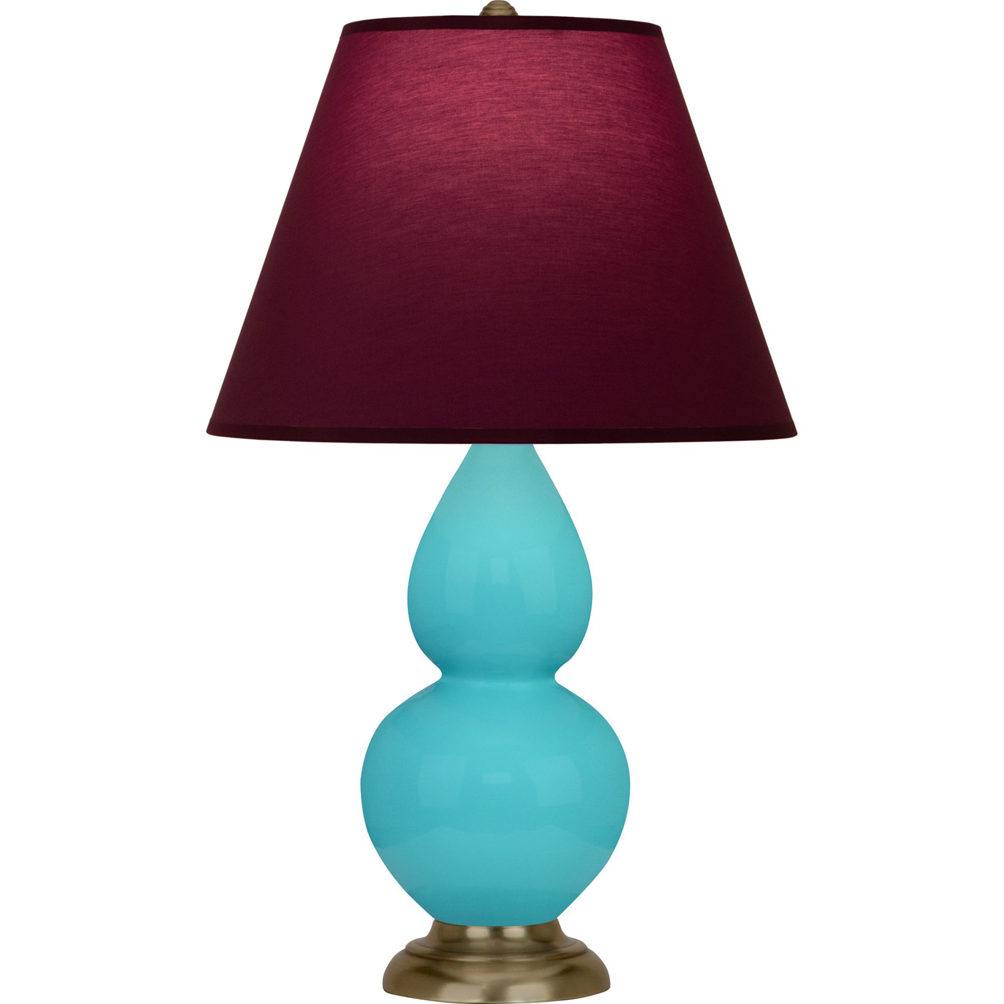 Image 2 Double Gourd 22.75"H Small Blue Shade And Antique Brass Accent Lamp more views