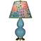 Double Gourd 22.75"H Steel Blue And Brass Accent Lamp w/ Spring Shade