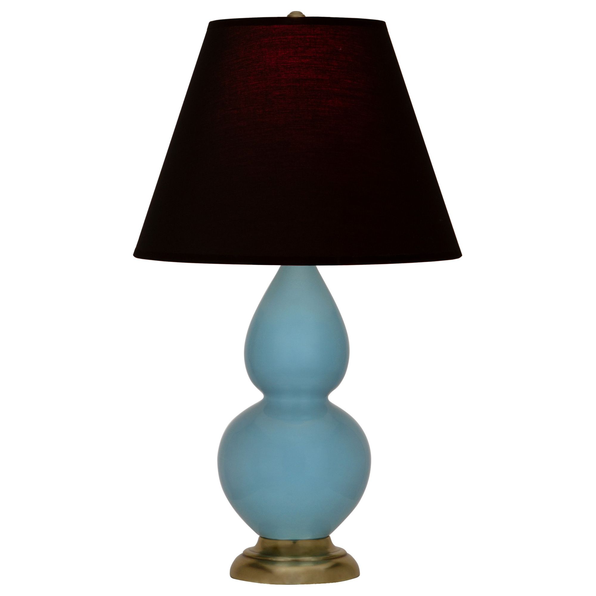Image 2 Double Gourd 22.75"H Steel Blue And Brass Lamp w/ Ink And Rose Shade more views