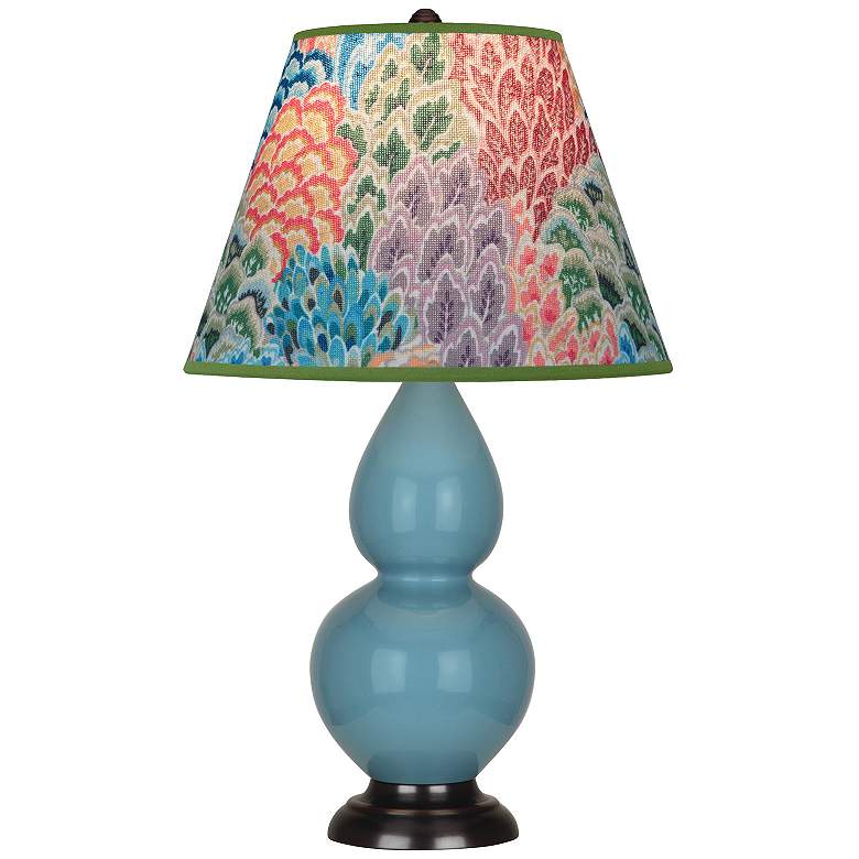 Image 1 Double Gourd 22.75"H Steel Blue And Bronze Accent Lamp w/ Spring Shade