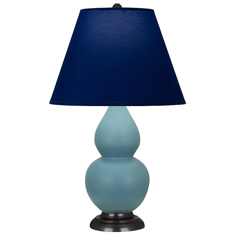 Image 1 Double Gourd 22.75"H Steel Blue And Bronze Lamp w/ Navy And Gray Shade