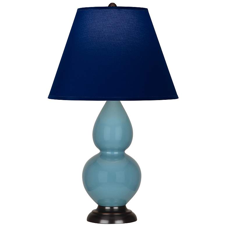 Image 1 Double Gourd 22.75"H Steel Blue And Bronze Lamp w/ Navy And Gray Shade