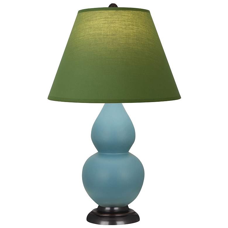 Image 1 Double Gourd 22.75"H Steel Blue And Bronze Lamp w/ Tea And Taupe Shade