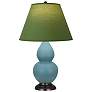 Double Gourd 22.75"H Steel Blue And Bronze Lamp w/ Tea And Taupe Shade
