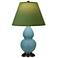 Double Gourd 22.75"H Steel Blue And Bronze Lamp w/ Tea And Taupe Shade