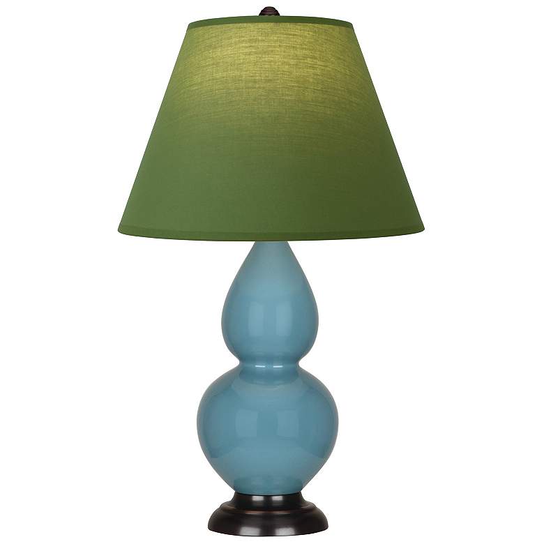 Image 1 Double Gourd 22.75"H Steel Blue And Bronze Lamp w/ Tea And Taupe Shade