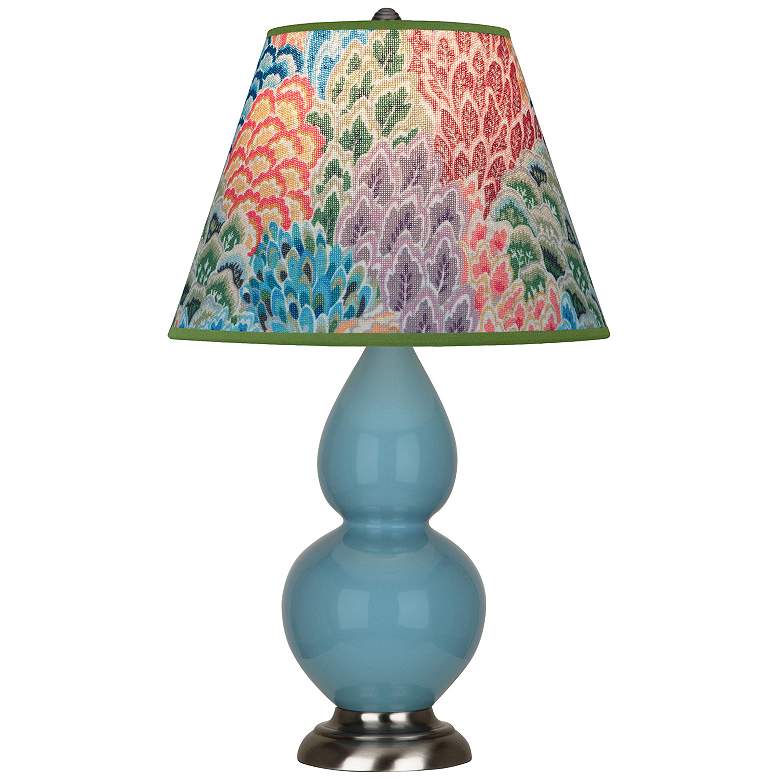 Image 1 Double Gourd 22.75"H Steel Blue And Silver Accent Lamp w/ Spring Shade