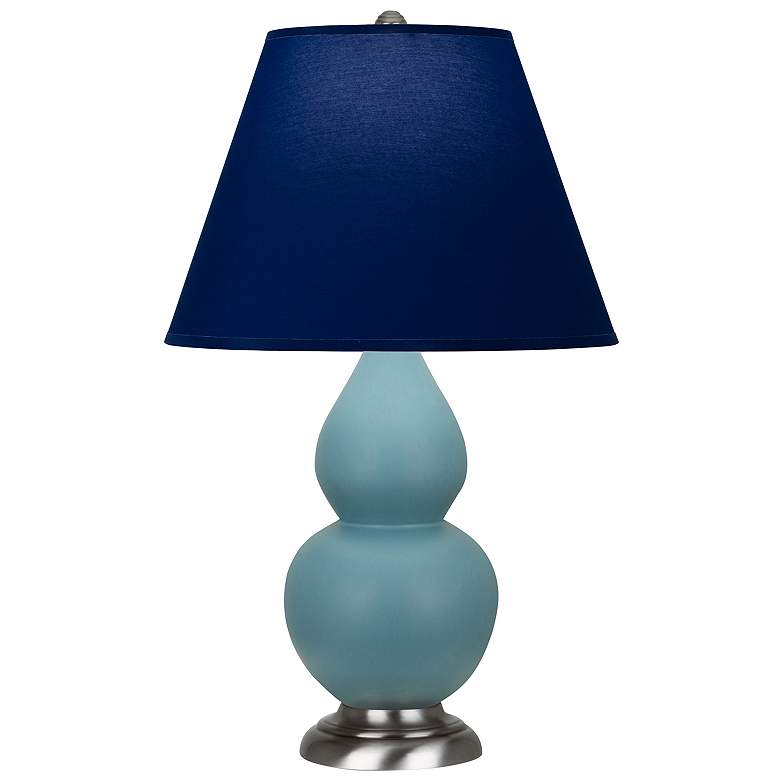 Image 1 Double Gourd 22.75"H Steel Blue And Silver Lamp w/ Navy And Gray Shade