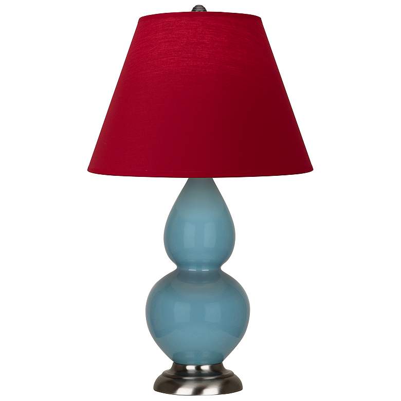Image 1 Double Gourd 22.75"H Steel Blue And Silver Lamp w/ Rose And Ink Shade