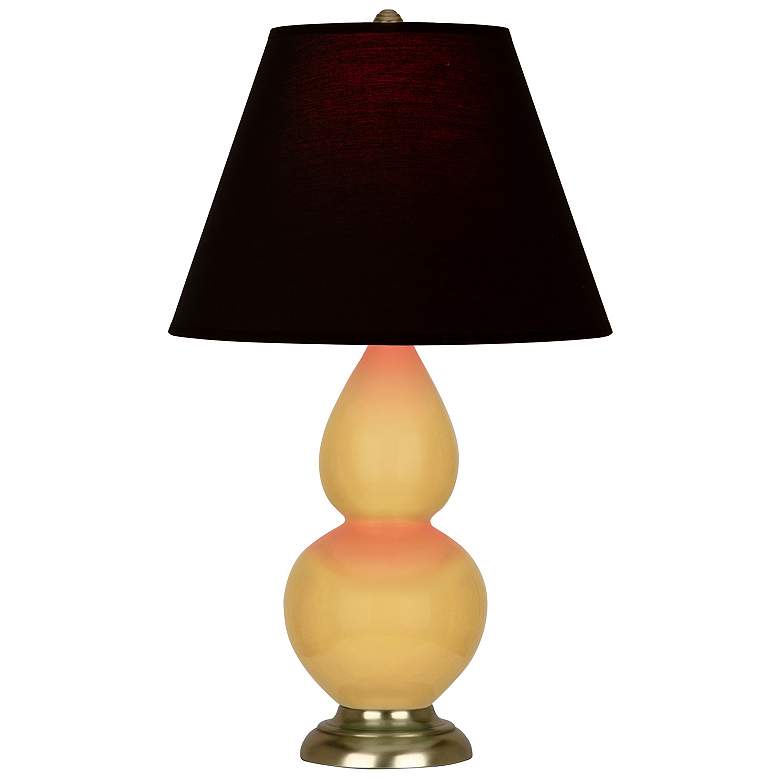 Image 1 Double Gourd 22.75"H Sunset And Brass Lamp w/ Ink And Rose Shade