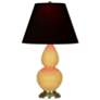 Double Gourd 22.75"H Sunset And Brass Lamp w/ Ink And Rose Shade