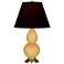 Double Gourd 22.75"H Sunset And Brass Lamp w/ Ink And Rose Shade