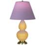Double Gourd 22.75"H Sunset And Brass Lamp w/ Lavender And Plum Shade