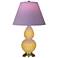 Double Gourd 22.75"H Sunset And Brass Lamp w/ Lavender And Plum Shade
