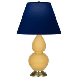 Double Gourd 22.75"H Sunset And Brass Lamp w/ Navy And Gray Shade