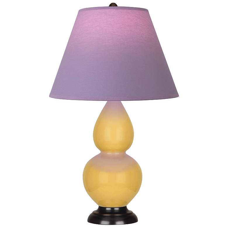 Image 1 Double Gourd 22.75"H Sunset And Bronze Lamp w/ Lavender And Plum Shade