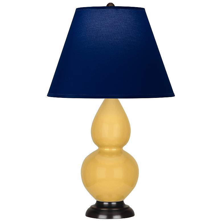 Image 1 Double Gourd 22.75"H Sunset And Bronze Lamp w/ Navy And Gray Shade