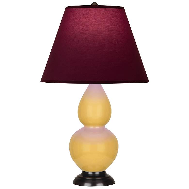 Image 1 Double Gourd 22.75"H Sunset And Bronze Lamp w/ Plum And Lavender Shade