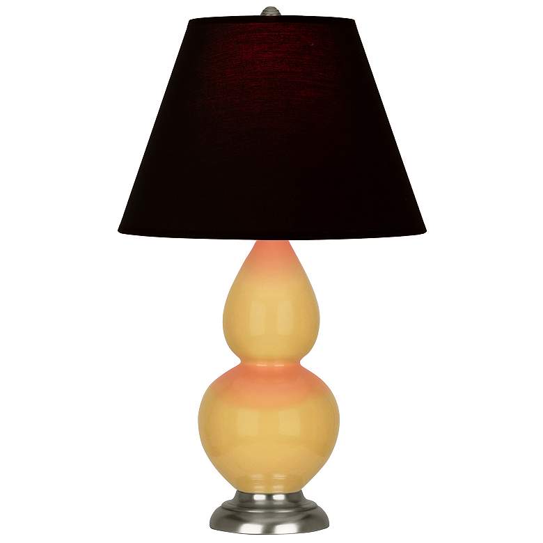 Image 1 Double Gourd 22.75"H Sunset And Silver Lamp w/ Ink And Rose Shade